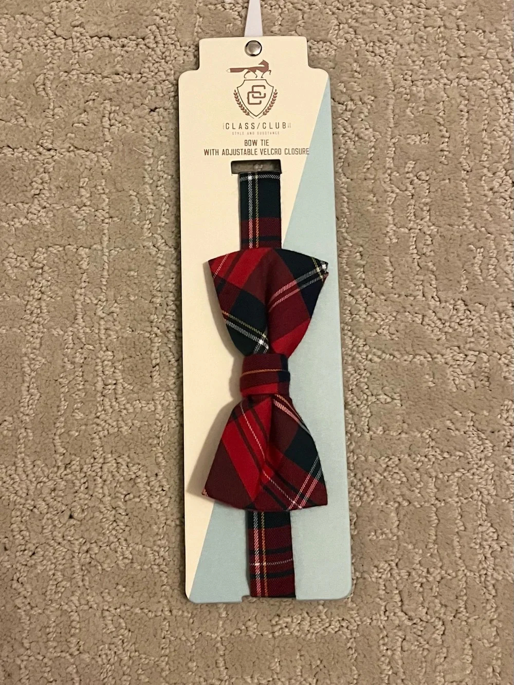 Class Club Red and Black Plaid Pre-Tied Bow Tie